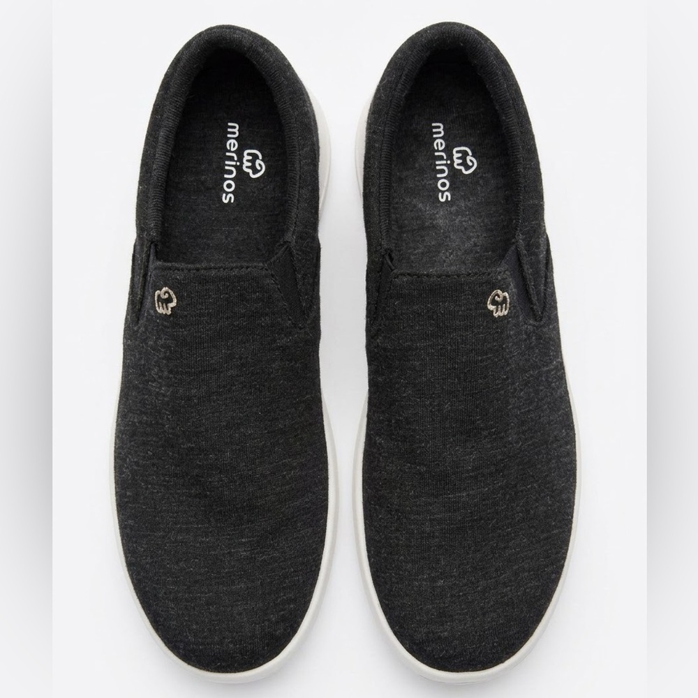 Merinos Black Australian Wool Slip-On Shoes - Size 7